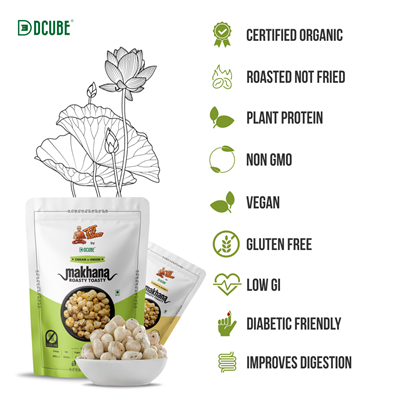 Dcube Roasted Makhana - Cream & Onion Flavor 80gm
